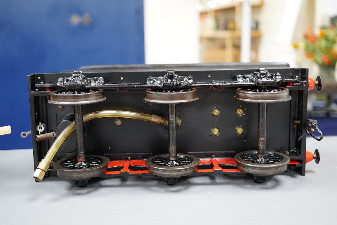 A Gauge 3 model railway live steam Bassett-Lowke 4-6-0 tender locomotive, ‘Experiment’ 66, fitted with a John Shawe manufactured ‘C’ type boiler and related paperwork, meths fired with two inside cylinders, the cab fitte